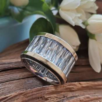 Серебряное кольцо с куб.цирконом и золотом MVR1407GCZ