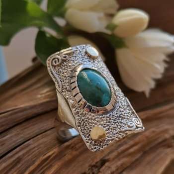 Серебряное кольцо с бирюзой и золотом MVR1998GTQ