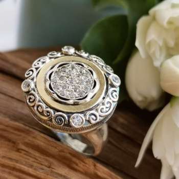 Серебряное кольцо с куб.цирконом и золотом MVR1209GCZ