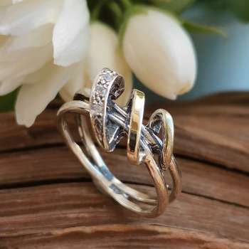 Серебряное кольцо с куб.цирконом и золотом MVR2121GCZ