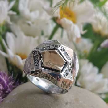 Серебряное кольцо с золотом и куб.цирконом MVR1238GCZ