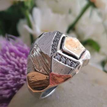 Серебряное кольцо с золотом и куб.цирконом MVR1238GCZ