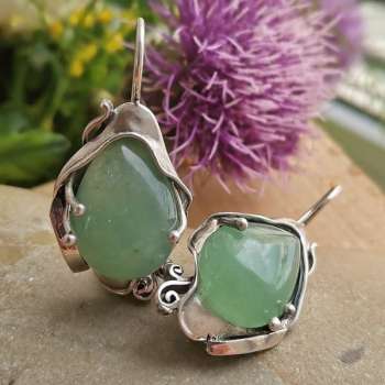 Серебряные серьги с авантюрином MVE328AV