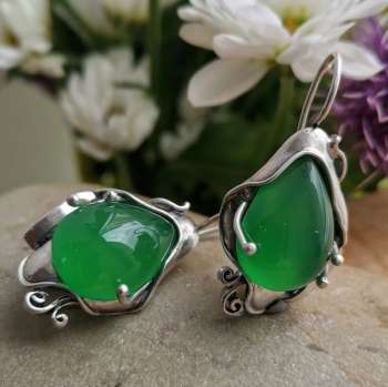 Серебряные серьги с халцедоном MVE328HL/1