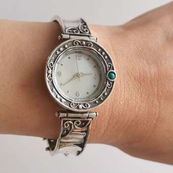 Серебряные часы с бирюзой 01W538TQ