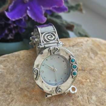 Серебряные часы с бирюзой 01W008TQ