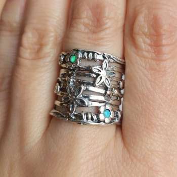 Серебряное кольцо с опалом иск. 01R395OP