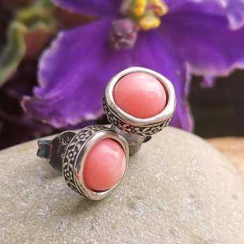 Серебряные серьги с кораллом DE001CR/1