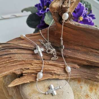 Серебряное колье с жемчугом 01N5048PL