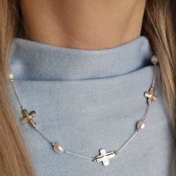Серебряное колье с жемчугом 01N5048PL