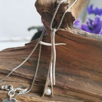 Серебряное колье с жемчугом 01N5075PL