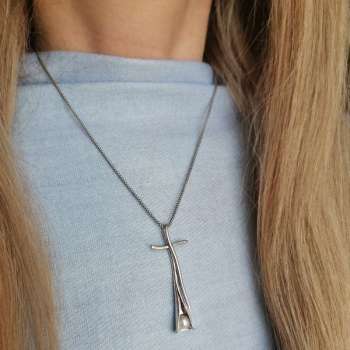Серебряное колье с жемчугом 01N5075PL
