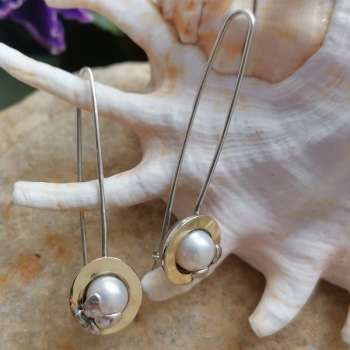 Серебряные серьги с жемчугом и золотом MVE642/1GPL Серебряные серьги с жемчугом и золотом MVE642/1GPL