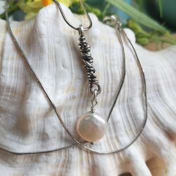 Серебряное колье с жемчугом 01N2134PL
