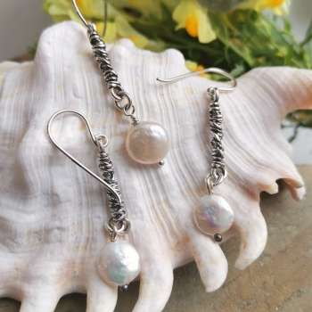 Серебряное колье с жемчугом 01N2134PL