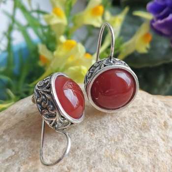 Серебряные серьги с сердоликом 01E742SR