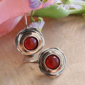 Серебряные серьги с сердоликом и золотом MVE1103GSR
