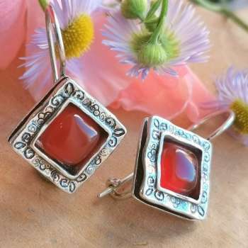 Серебряные серьги с сердоликом 01E731SR