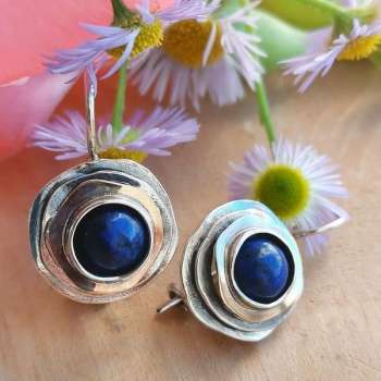 Серебряные серьги с лазуритом и золотом MVE1103GLZ