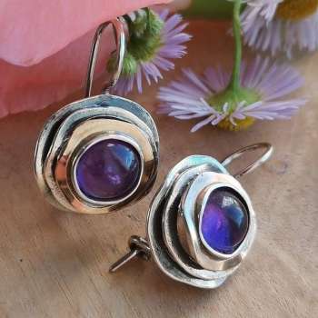 Серебряные серьги с аметистом и золотом MVE1103GAM