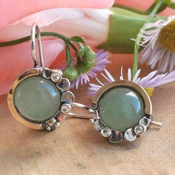 Серебряные серьги с авантюрином, куб.цирконом и золотом MVE1536GAV