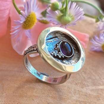 Серебряное кольцо с аметистом и золотом MVR1595GAM