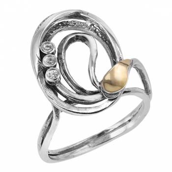 Серебряное кольцо с золотом и куб.цирконом MVR953GCZ