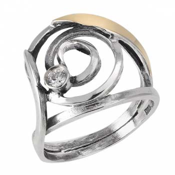 Серебряное кольцо с золотом и куб.цирконом MVR954GCZ