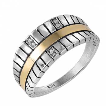 Серебряное кольцо с золотом и куб.цирконом MVR1616GCZ