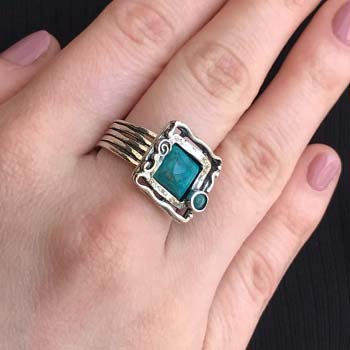 Серебряное кольцо с бирюзой 01R371TQ