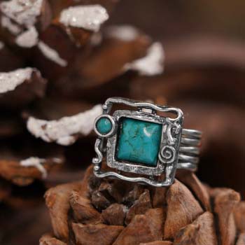 Серебряное кольцо с бирюзой 01R371TQ