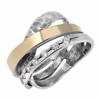 Серебряное кольцо с куб.цирконом и золотом MVR788GCZ