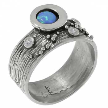 Серебряное кольцо с опалом иск. и куб.цирконом MVR1520OP