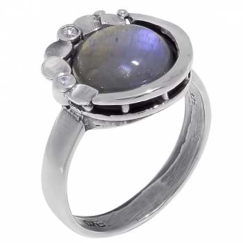 Серебряное кольцо с лабрадором и куб.цирконом MVR1536LB