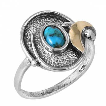 Серебряное кольцо с бирюзой и золотом MVR1751GTQ