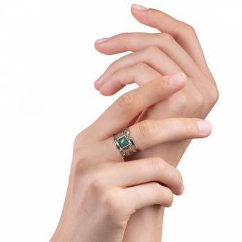 Серебряное кольцо с бирюзой 01R671TQ