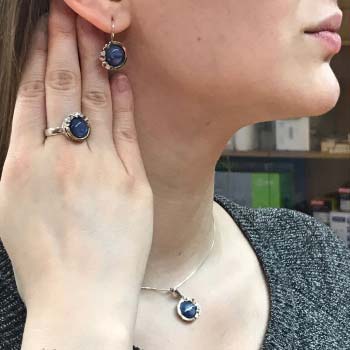 Серебряное кольцо с кианитом, куб.цирконом и золотом MVR1536GKT