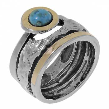 Серебряное кольцо с бирюзой и золотом MVR1222GTQ