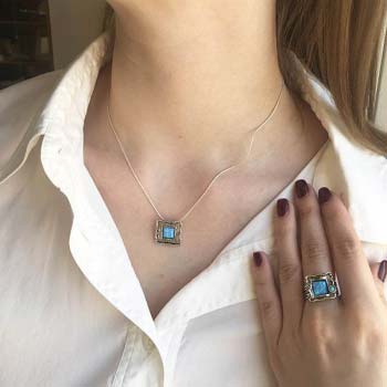 Серебряное колье с опалом иск. 01N1918OP