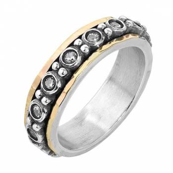 Серебряное кольцо с куб.цирконом и золотом SNR4629GCZ