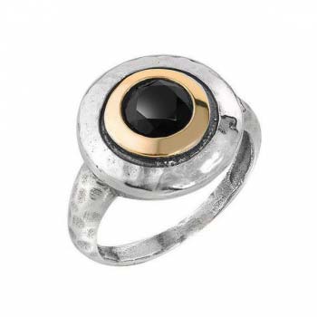 Серебряное кольцо с ониксом и золотом MVR1408GON