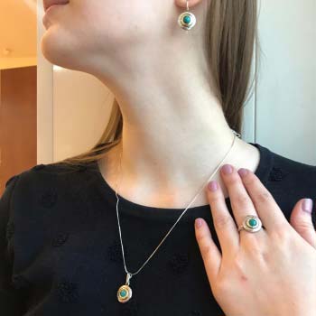 Серебряное кольцо с бирюзой и золотом MVR1408GTQ