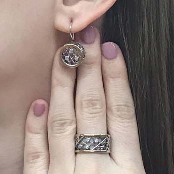Серебряные серьги с золотом и куб.цирконом MVE1325GCZ