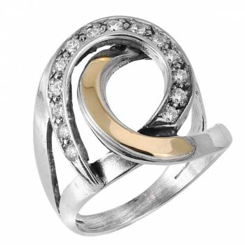 Серебряное кольцо с куб.цирконом и золотом MVR1288GCZ