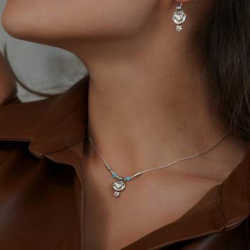 Серебряное колье с опалом иск. 01N909OP