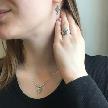 Серебряное колье с опалом иск. 01N909OP