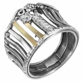 Серебряное кольцо с куб.цирконом и золотом MVR1585GCZ