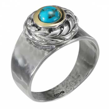 Серебряное кольцо с бирюзой и золотом MVR1652GTQ
