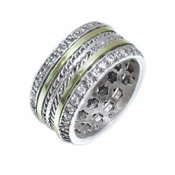 Серебряное кольцо с золотом и куб.цирконом SNR2932CZ