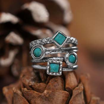Серебряное кольцо с бирюзой 01R799TQ